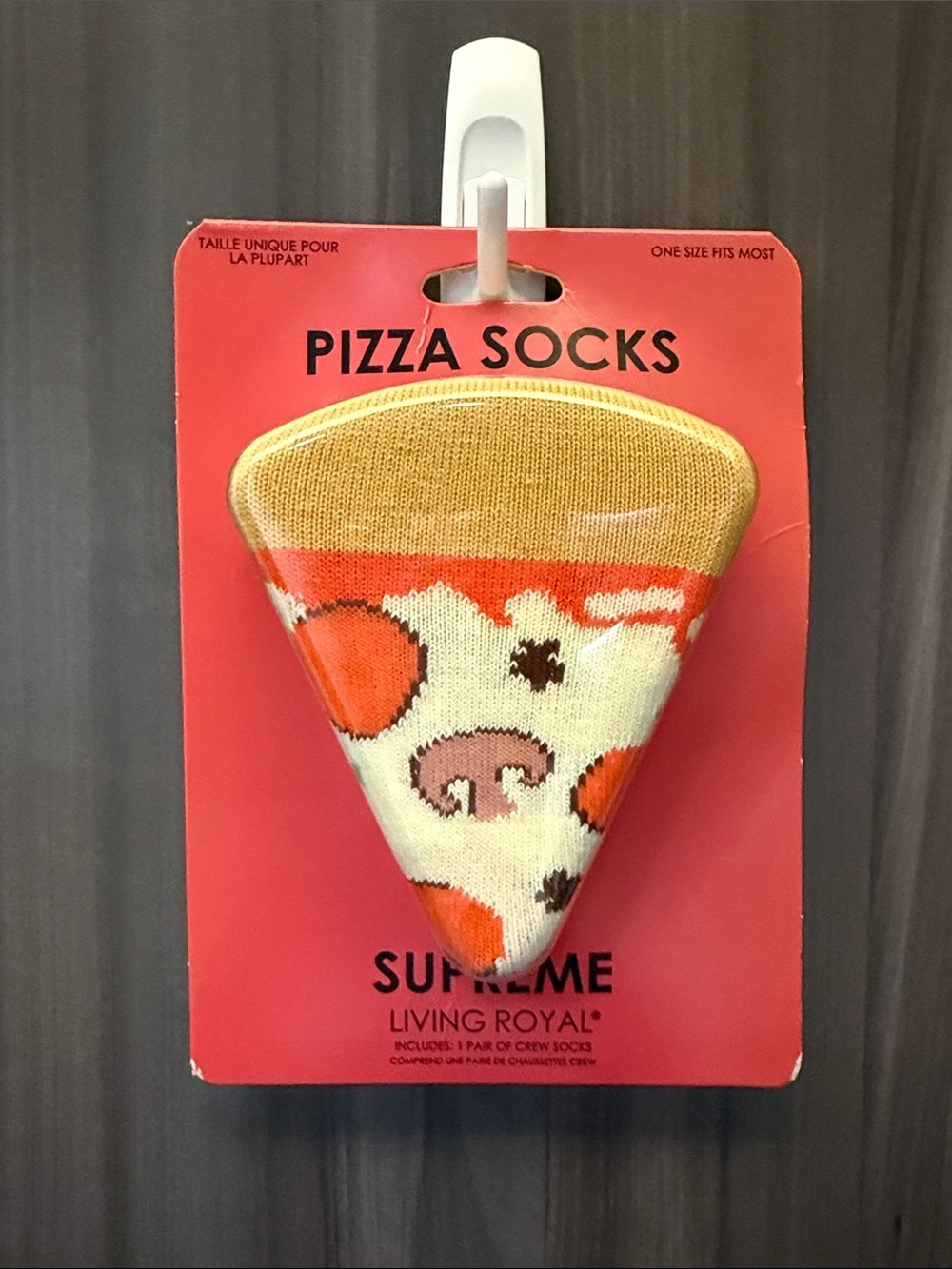 Pizza Slice Crew Socks - Yellow, Orange, Cream
